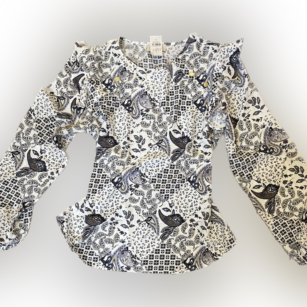 Loft black and white blouse